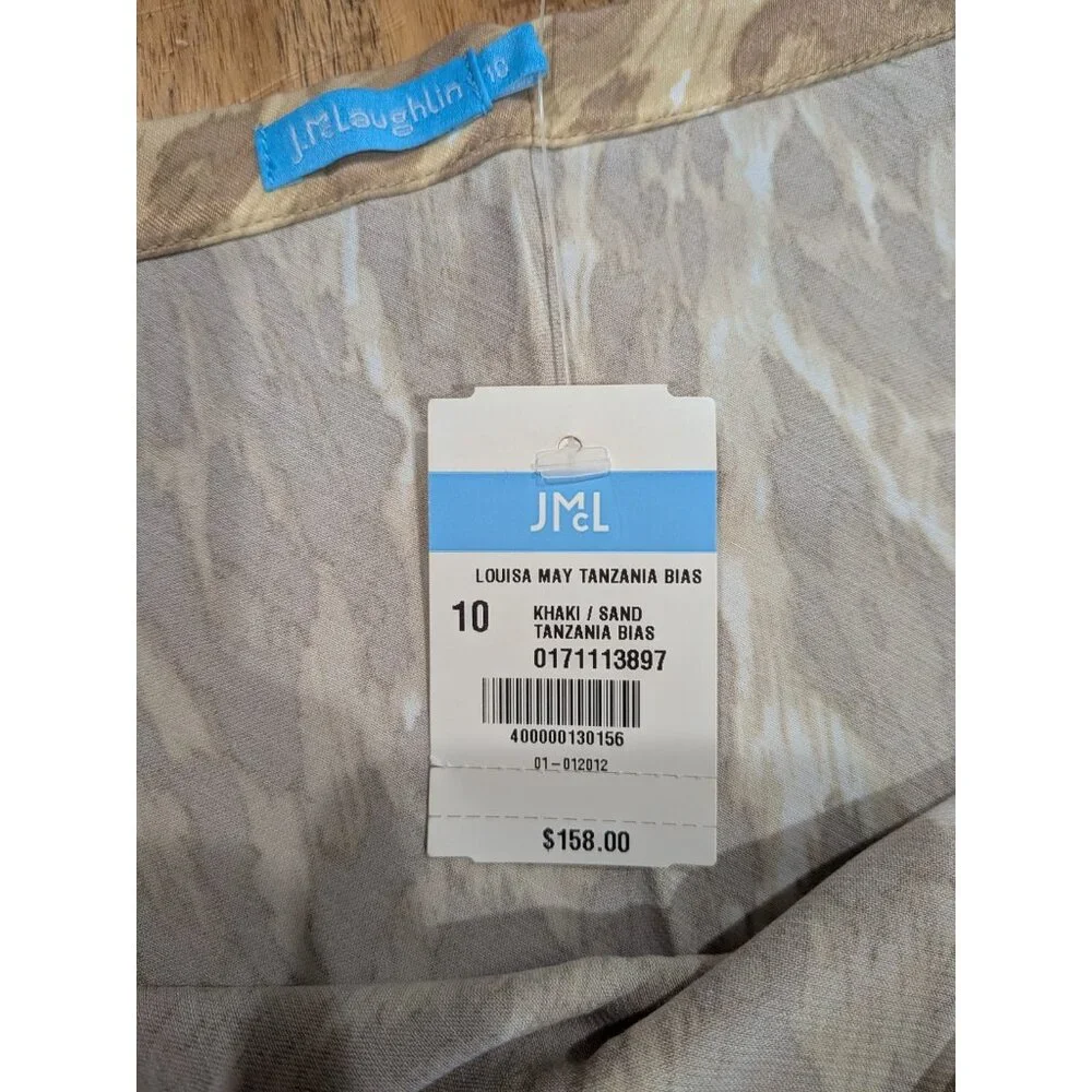 J McLaughlin Skirt Leopard Neutral Size 10 Lightweight Bias Cut Silky Feminine - Picture 4 of 9